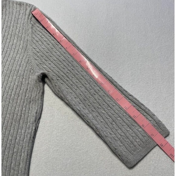 Pria Sweater Women Large Gray 3/4 Sleeve V-Neck Knit Lightweight Casual - Picture 9 of 14